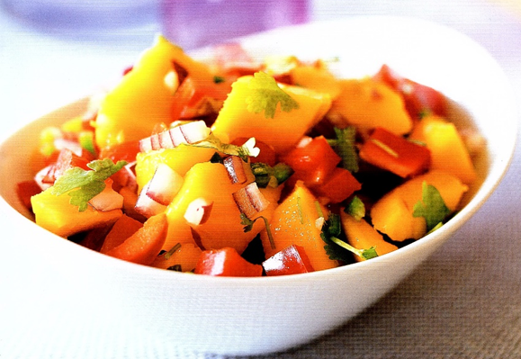Salsa med rød peber og mango